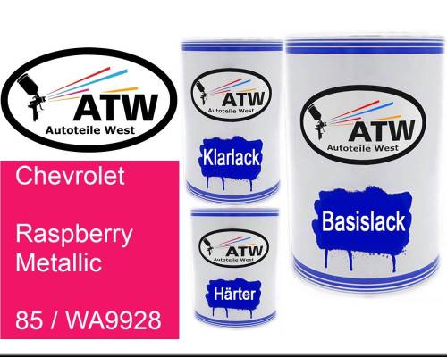 Chevrolet, Raspberry Metallic, 85 / WA9928: 500ml Lackdose + 500ml Klarlack + 250ml Härter - Set, von ATW Autoteile West.